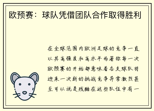 欧预赛：球队凭借团队合作取得胜利