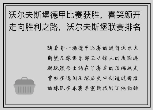 沃尔夫斯堡德甲比赛获胜，喜笑颜开走向胜利之路，沃尔夫斯堡联赛排名